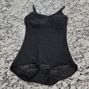 Black Shapewear Bodusuit With Mesh. Large. Adjustable Straps And Lower Portion.